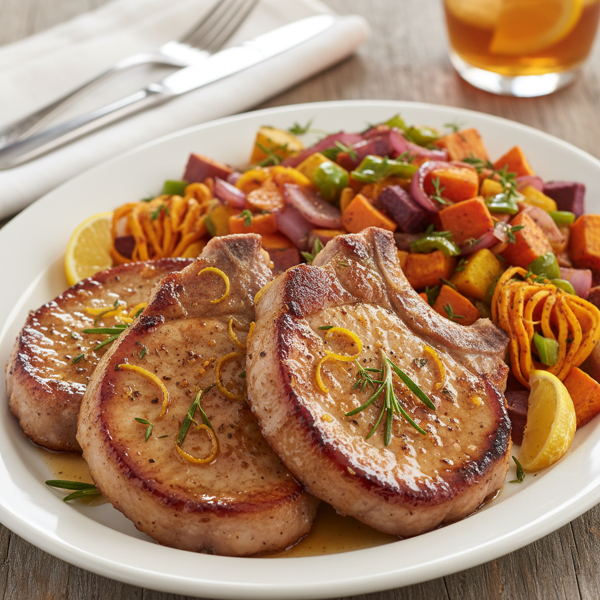 Citrus-Scented Pork Chops with Sweet Potato Medley recipe