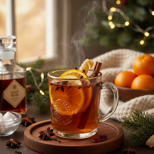 Citrus-Spiced Holiday Tea with Rum recipe