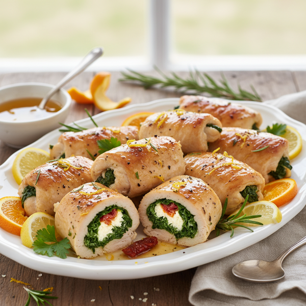 Citrus Chicken Spinach Rolls recipe