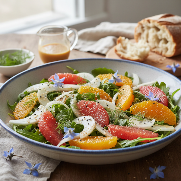 Citrus Fennel and Arugula Salad with Toasted Sesame Dressing recipe