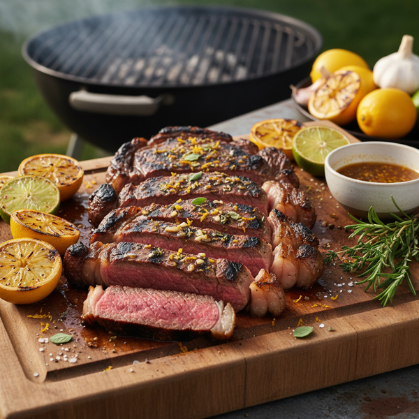Citrus Garlic Marinated Grilled Steaks recipe