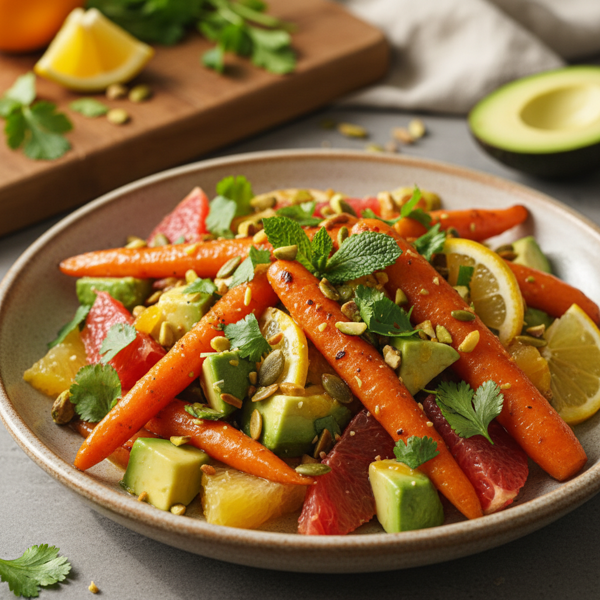 Citrus Roasted Carrot & Avocado Delight Salad recipe