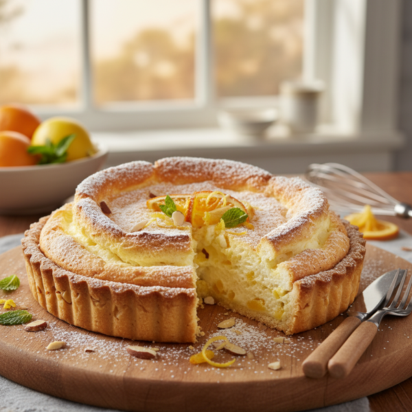 Citrus Soufflé Tart with Almond Crust recipe