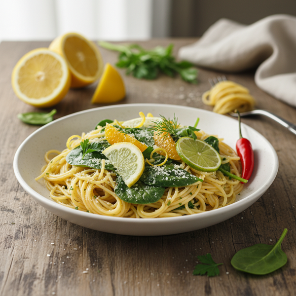 Citrus Spinach Angel Hair Delight recipe