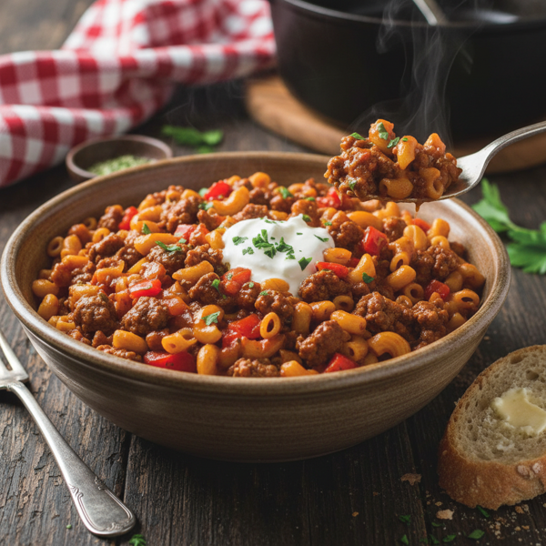 Classic Beefy Macaroni Goulash recipe