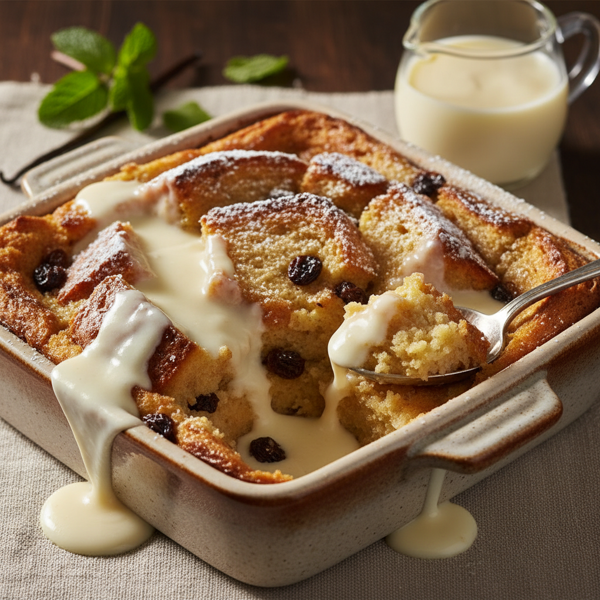 Classic Bread Pudding with Creamy Vanilla Sauce recipe