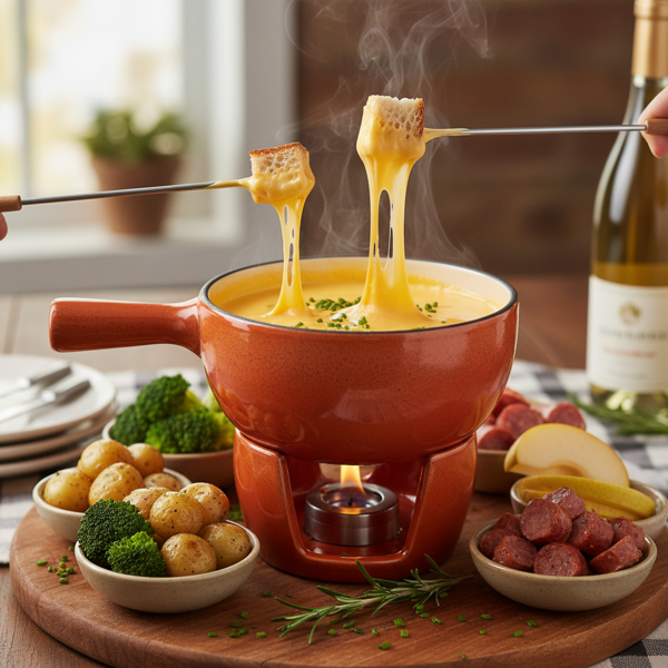 Classic Cheddar Cheese Fondue Delight recipe
