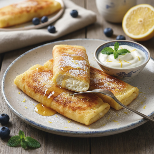 Classic Cheese Blintzes with Lemon Zest recipe
