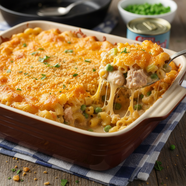 Classic Cheesy Tuna Noodle Casserole recipe
