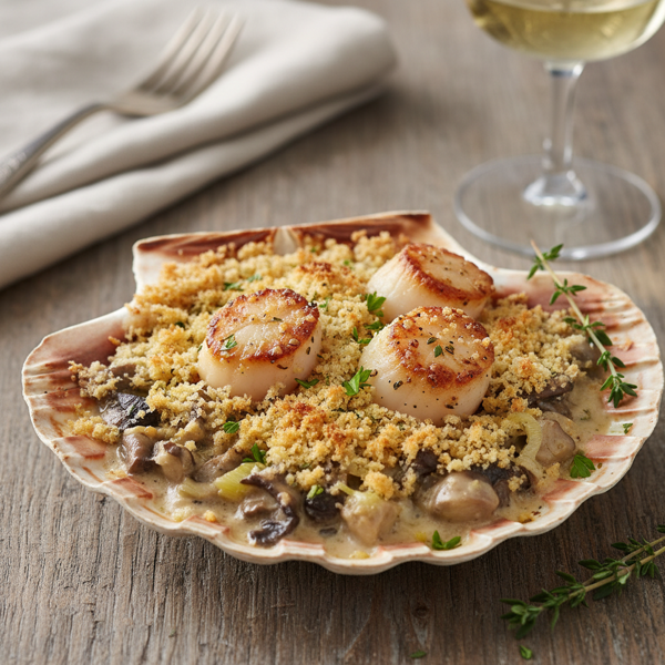 Classic Coquille St. Jacques with Creamy Mushroom Sauce recipe
