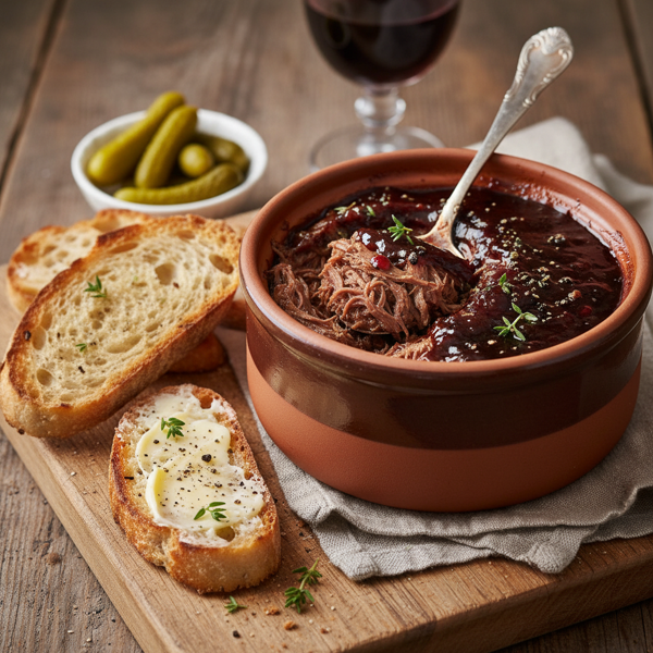 Classic English Potted Beef with Wine Reduction recipe