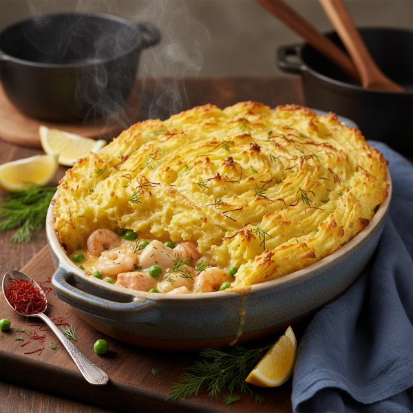Classic Fisherman’s Pie with Saffron-Infused Mashed Potatoes recipe