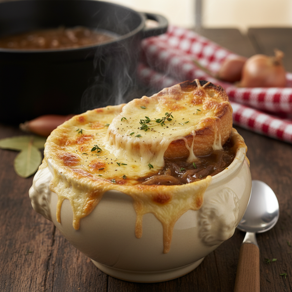 Classic French Onion Soup with Cheesy Baguette recipe