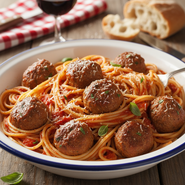 Classic Italian Spaghetti with Succulent Meatballs recipe