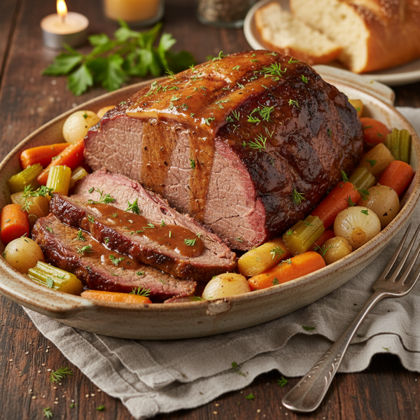Classic Jewish Braised Brisket with Vegetables recipe