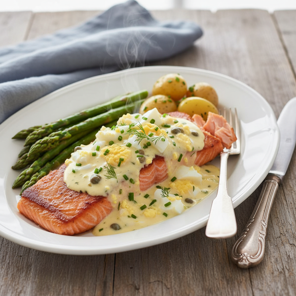 Classic New England Salmon with Creamy Egg Sauce recipe