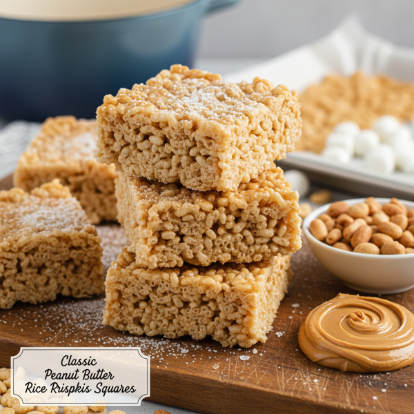 Classic Peanut Butter Rice Krispies Squares recipe