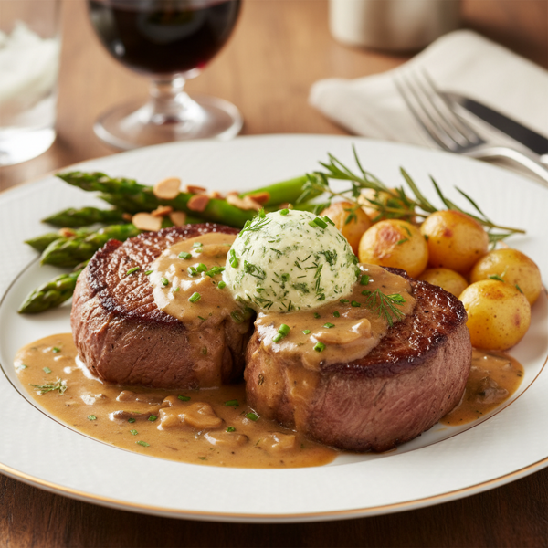 Classic Steak Diane with Herb Butter recipe