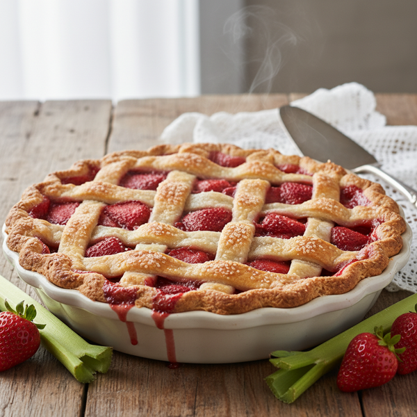Classic Strawberry-Rhubarb Lattice Pie recipe