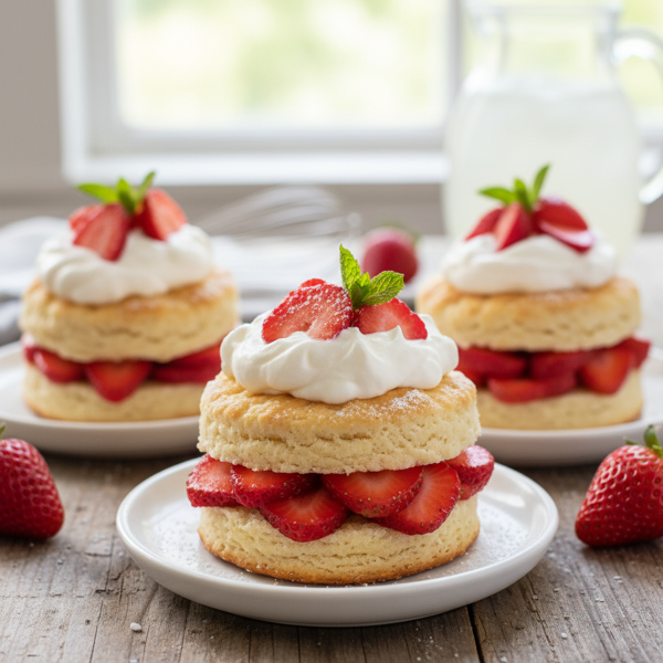 Classic Strawberry Shortcakes with Whipped Cream recipe