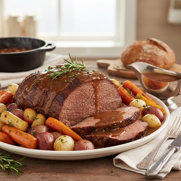 Classic Sunday Pot Roast with Hearty Vegetables and Rich Gravy recipe