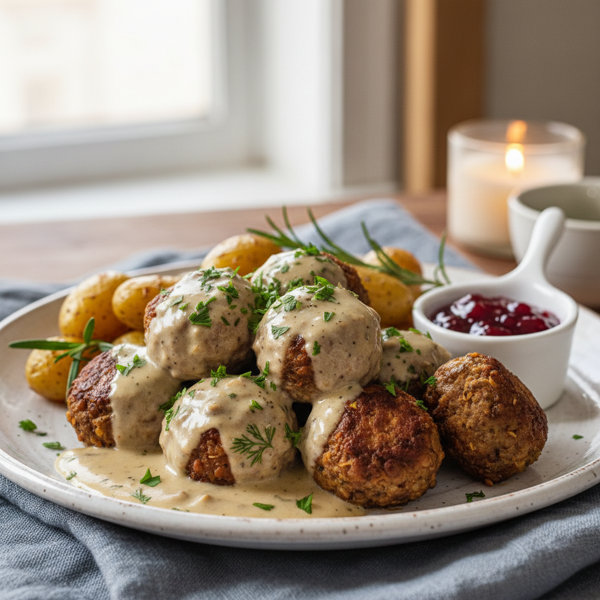 Classic Vegan Swedish Meatballs in Creamy Gravy recipe