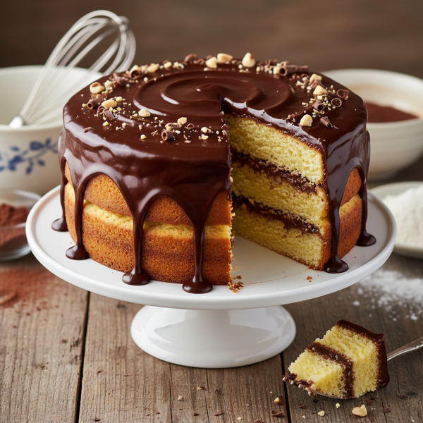 Classic Yellow Cake with Decadent Chocolate Ganache recipe
