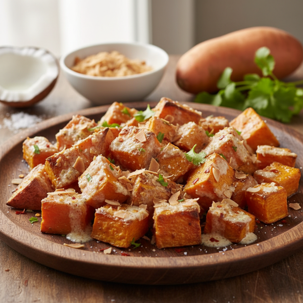 Coconut-Infused Roasted Sweet Potatoes recipe