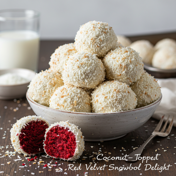 Coconut-Topped Red Velvet Snowball Delight recipe