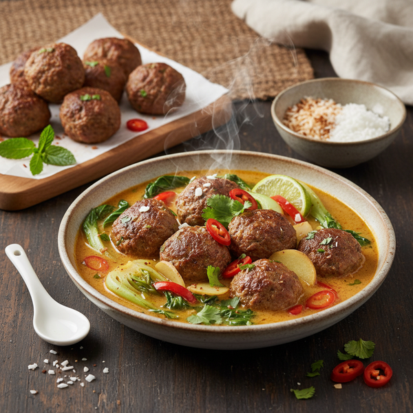 Coconut Curry Beef Meatball Soup recipe