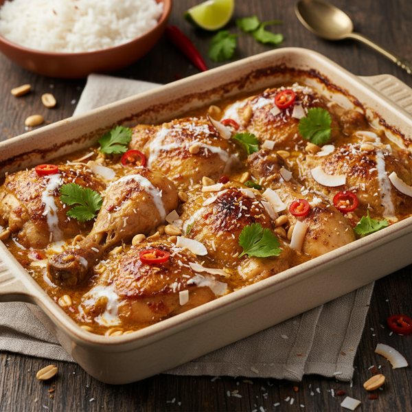 Coconut Curry Peanut Chicken Bake recipe