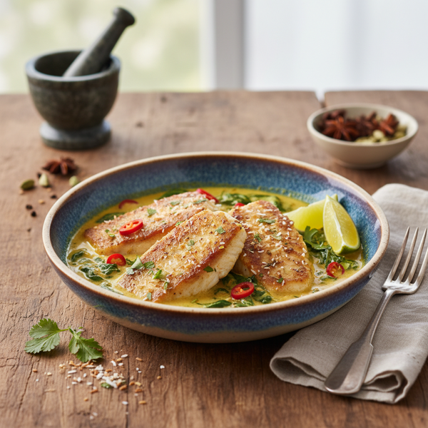Coconut Curry Tilapia with Spinach recipe