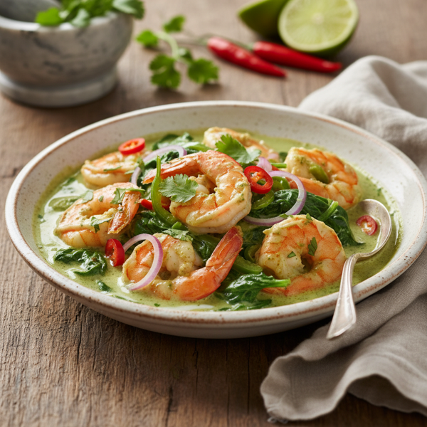 Coconut Green Curry Shrimp with Spinach recipe