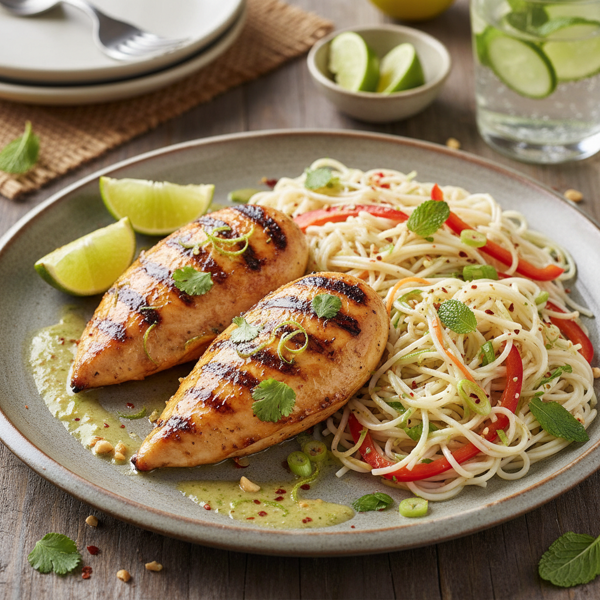 Coconut Lime Grilled Chicken with Thai Rice Noodles recipe