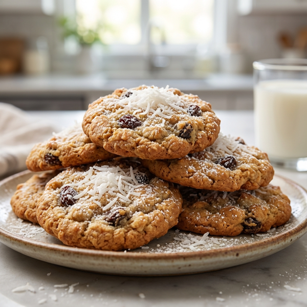 Coconut Oatmeal Raisin Delight Cookies recipe