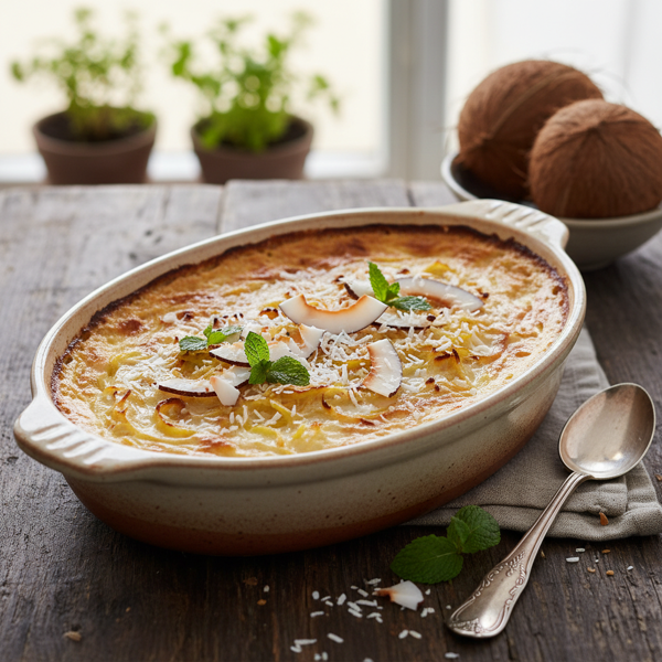 Coconut Spaghetti Squash Custard Delight recipe