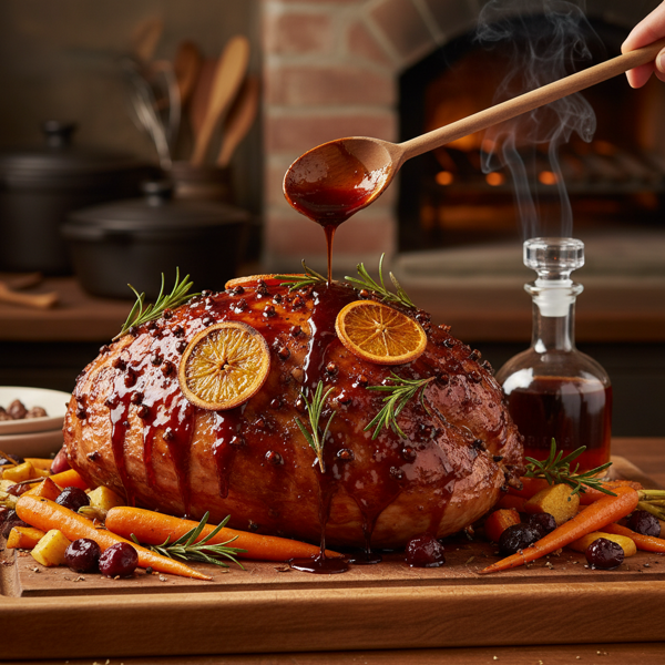 Cola-Glazed Fresh Ham with Bourbon Infusion recipe