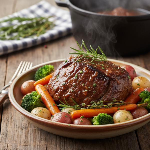 Cola-Infused Braised Chuck Roast with Garden Vegetables recipe