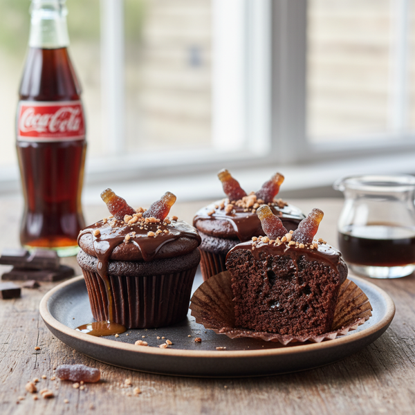 Cola-Infused Dark Chocolate Cupcakes recipe