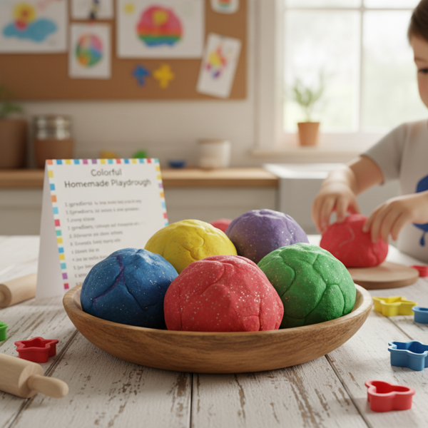 Colorful Homemade Playdough recipe