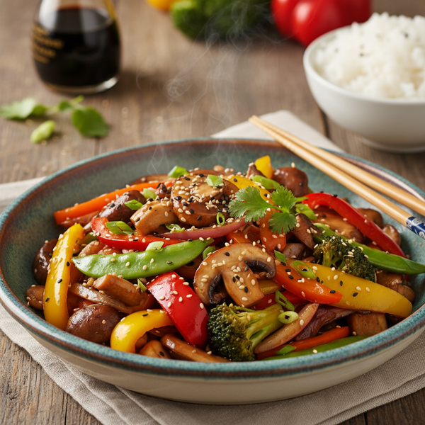 Colorful Mushroom and Bell Pepper Stir-Fry recipe