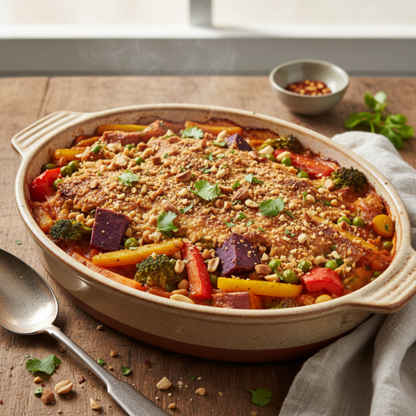 Colorful Peanut Vegetable Medley Casserole recipe