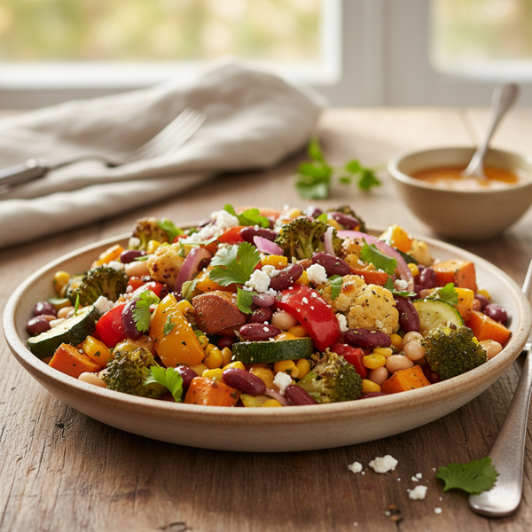 Colorful Roasted Vegetable and Bean Salad recipe