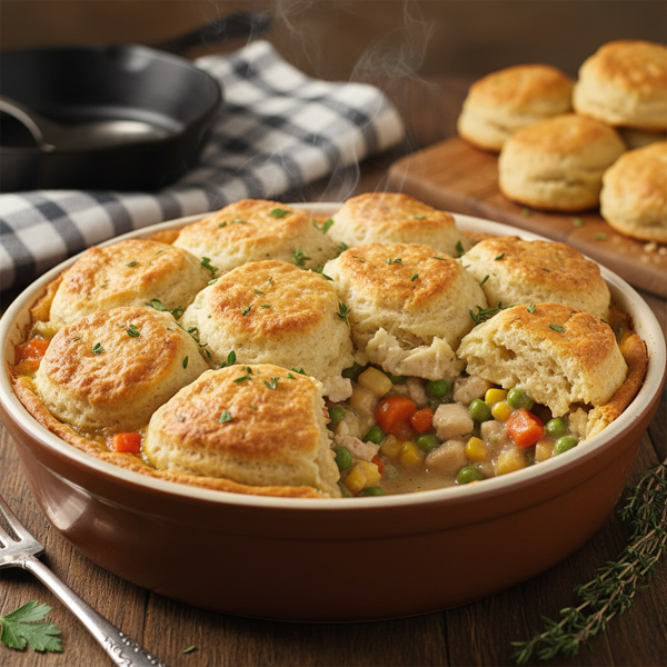 Comforting Chicken Veggie Biscuit Pie recipe