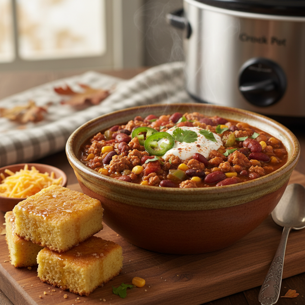 Comforting Crock Pot Turkey Chili recipe