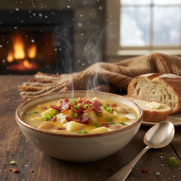 Comforting Hearty Potato Bacon Soup recipe