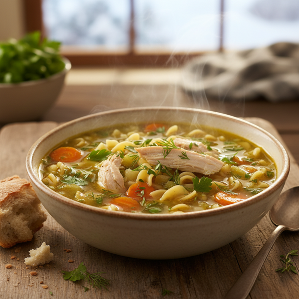 Comforting Herb-Infused Chicken Noodle Soup recipe