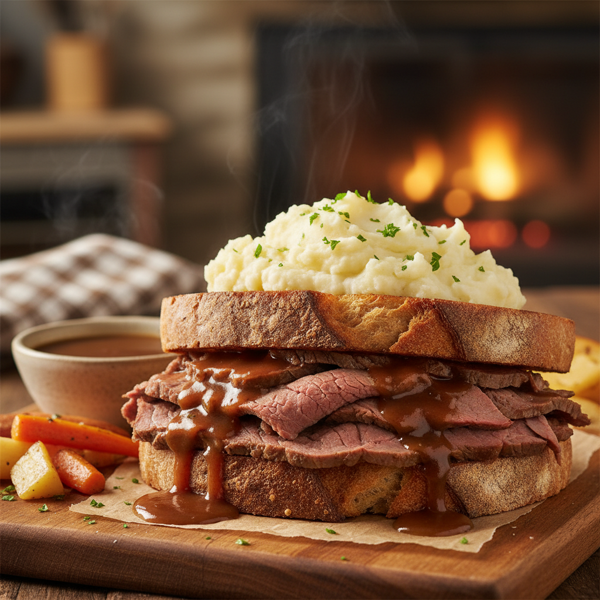 Comforting Open-Faced Hot Beef Sandwich recipe