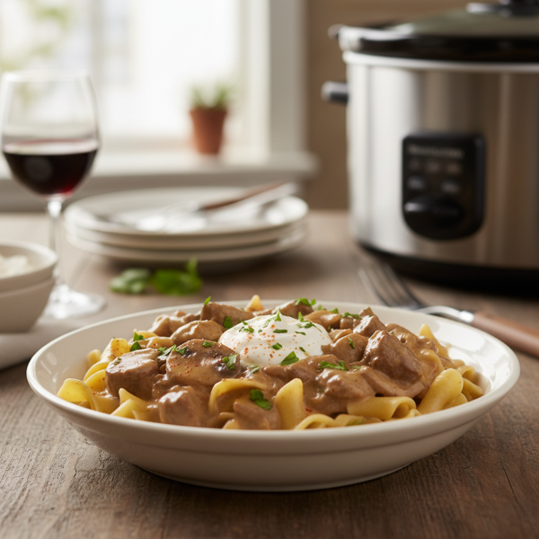 Comforting Slow Cooker Beef Stroganoff recipe