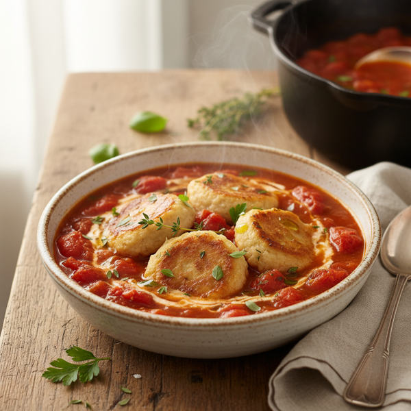Comforting Tomato Dumpling Soup recipe